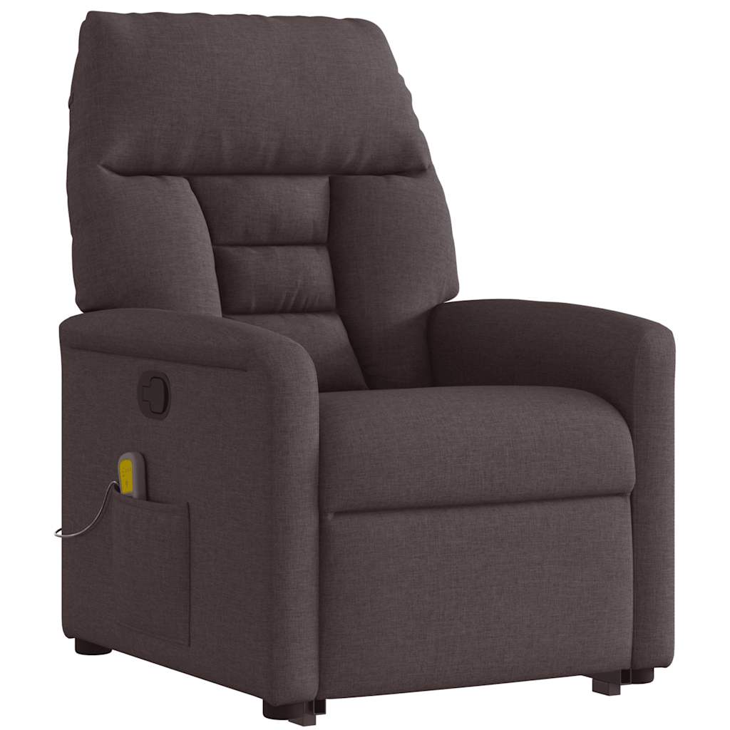 Massagesessel mit Aufstehhilfe Dunkelbraun Stoff