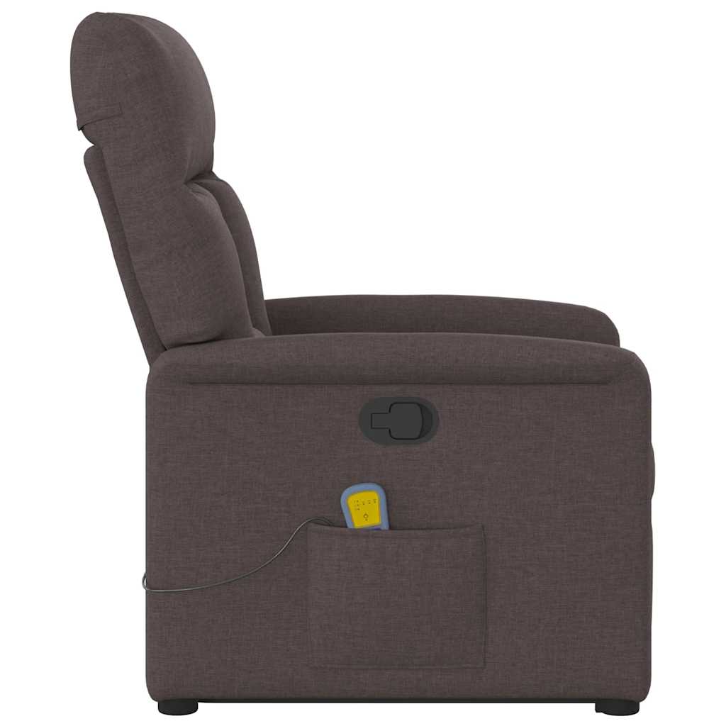 Massagesessel mit Aufstehhilfe Dunkelbraun Stoff