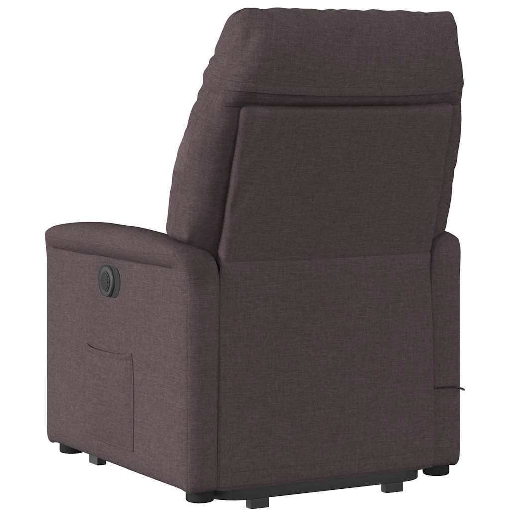 Massagesessel mit Aufstehhilfe Dunkelbraun Stoff