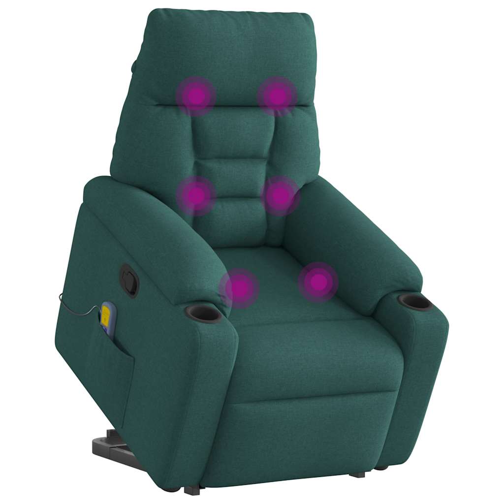 Massage chair with stand-up aid dark green fabric