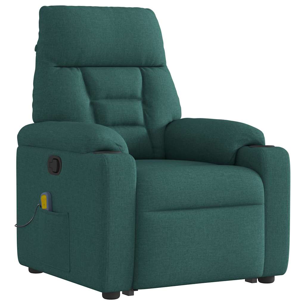 Massage chair with stand-up aid dark green fabric