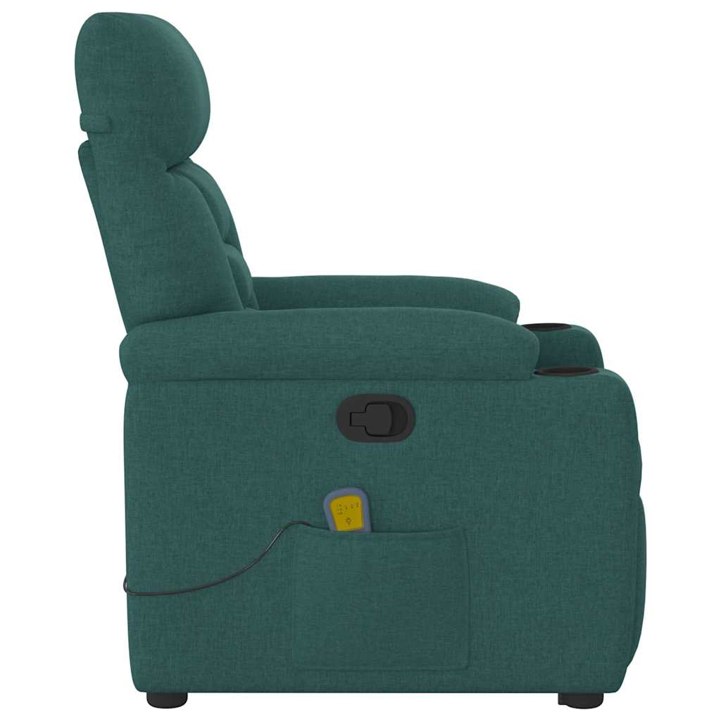 Massage chair with stand-up aid dark green fabric