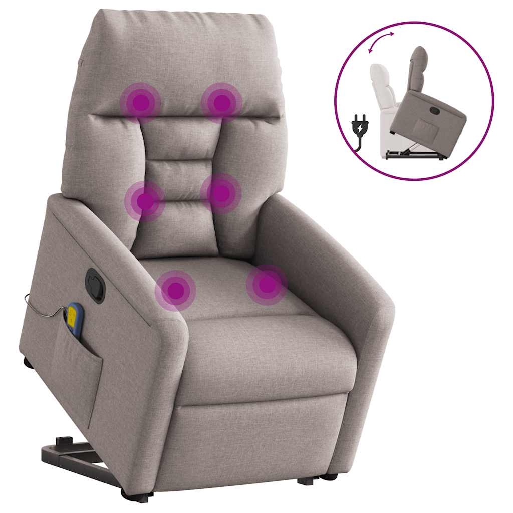 Massagesessel mit Aufstehhilfe Taupe Stoff