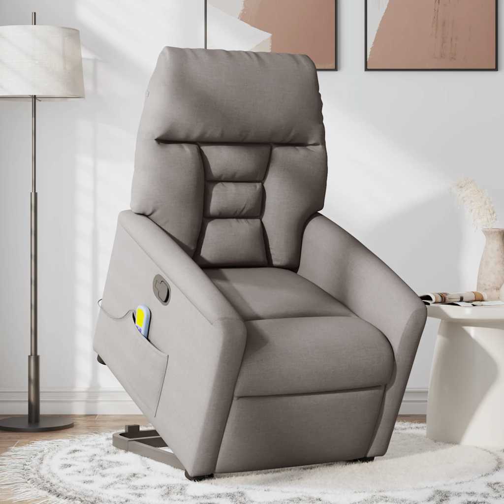 Massagesessel mit Aufstehhilfe Taupe Stoff