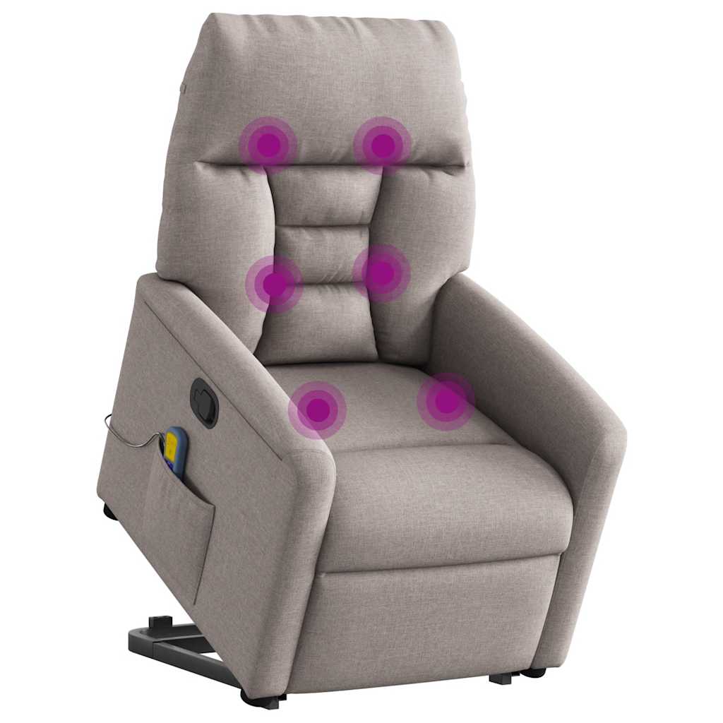 Massagesessel mit Aufstehhilfe Taupe Stoff
