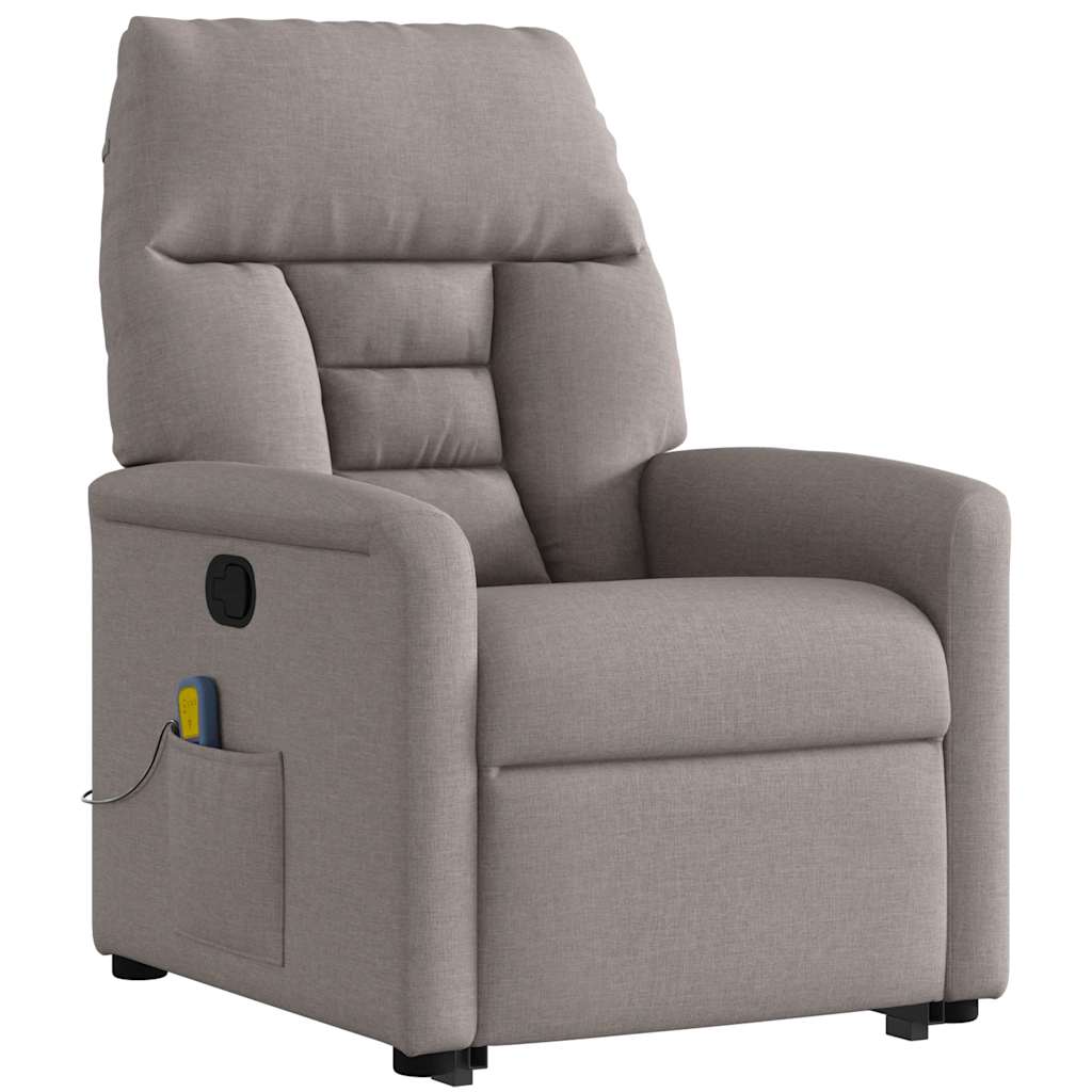 Massagesessel mit Aufstehhilfe Taupe Stoff