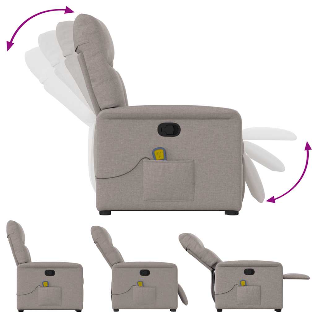 Massagesessel mit Aufstehhilfe Taupe Stoff