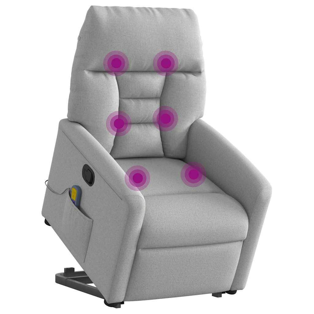 Massagesessel mit Aufstehhilfe Wolkengrau Stoff