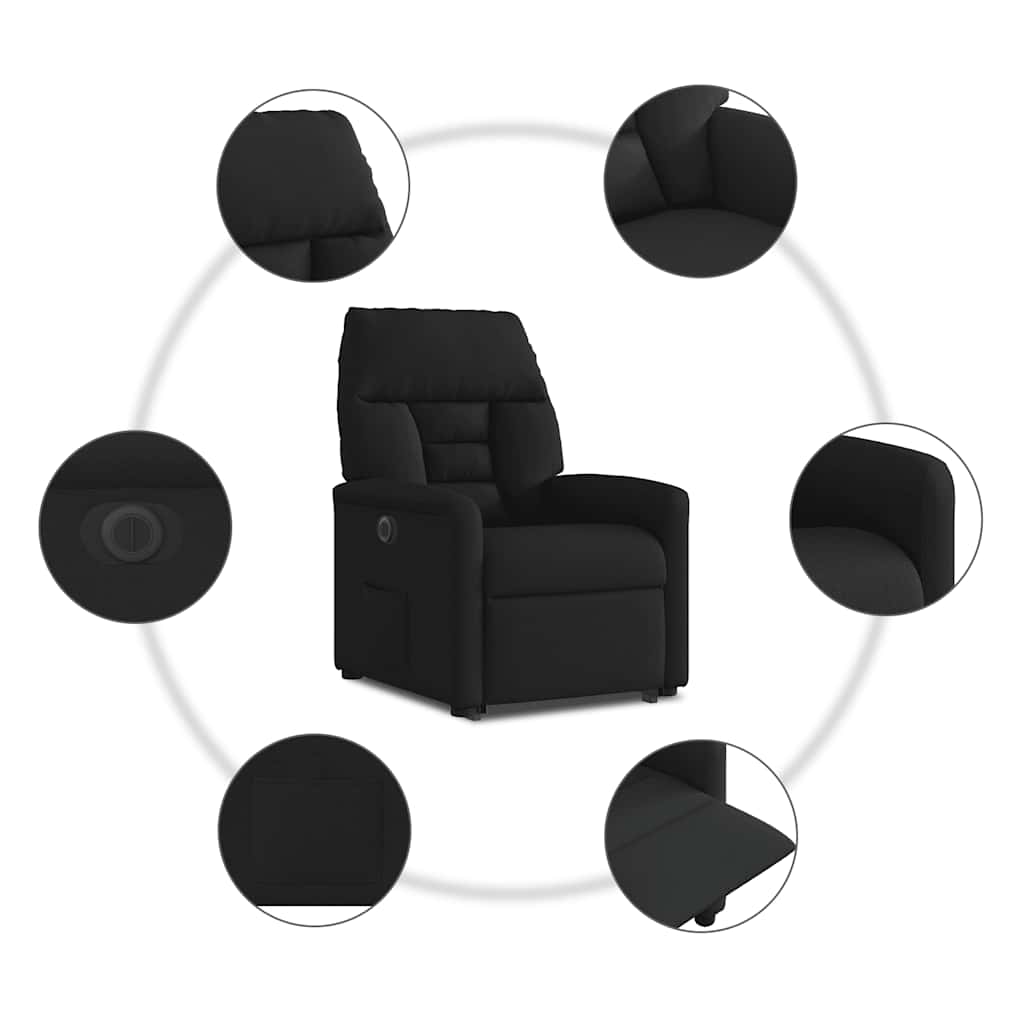 Relaxsessel mit Aufstehhilfe Elektrisch Schwarz Stoff