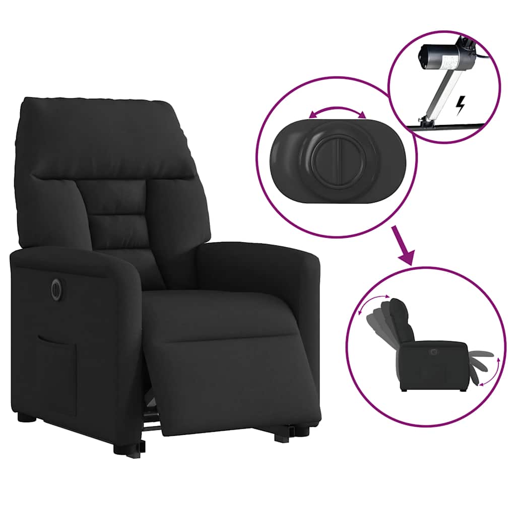 Relaxsessel mit Aufstehhilfe Elektrisch Schwarz Stoff