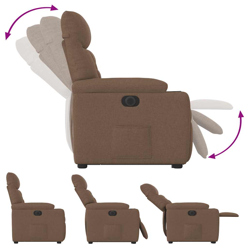 Relaxsessel mit Aufstehhilfe Elektrisch Braun Stoff