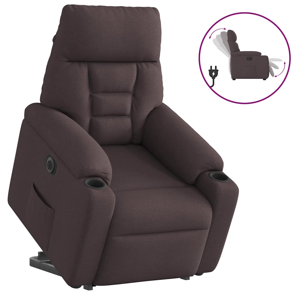 Relaxsessel mit Aufstehhilfe Elektrisch Dunkelbraun Stoff