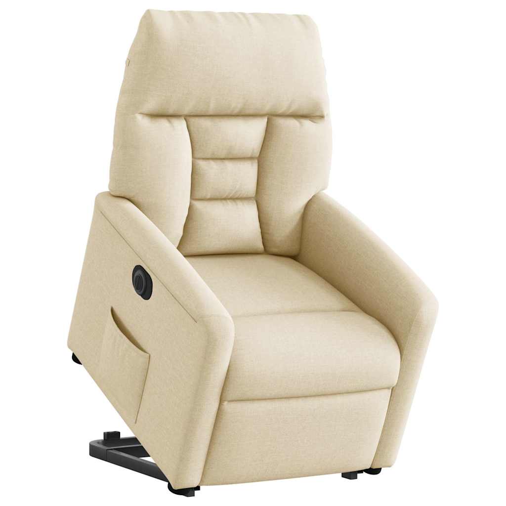 Relaxsessel mit Aufstehhilfe Elektrisch Creme Stoff