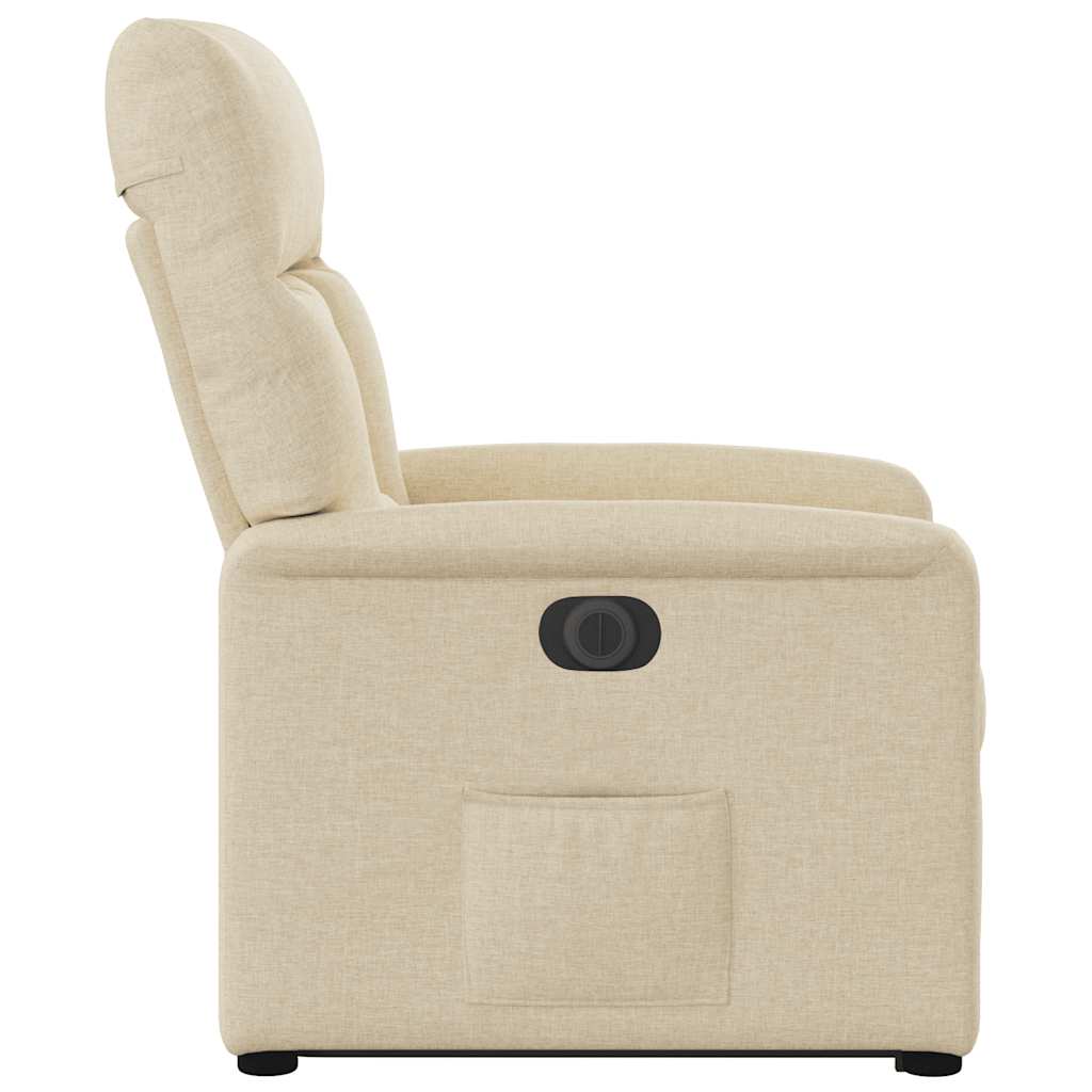 Relaxsessel mit Aufstehhilfe Elektrisch Creme Stoff