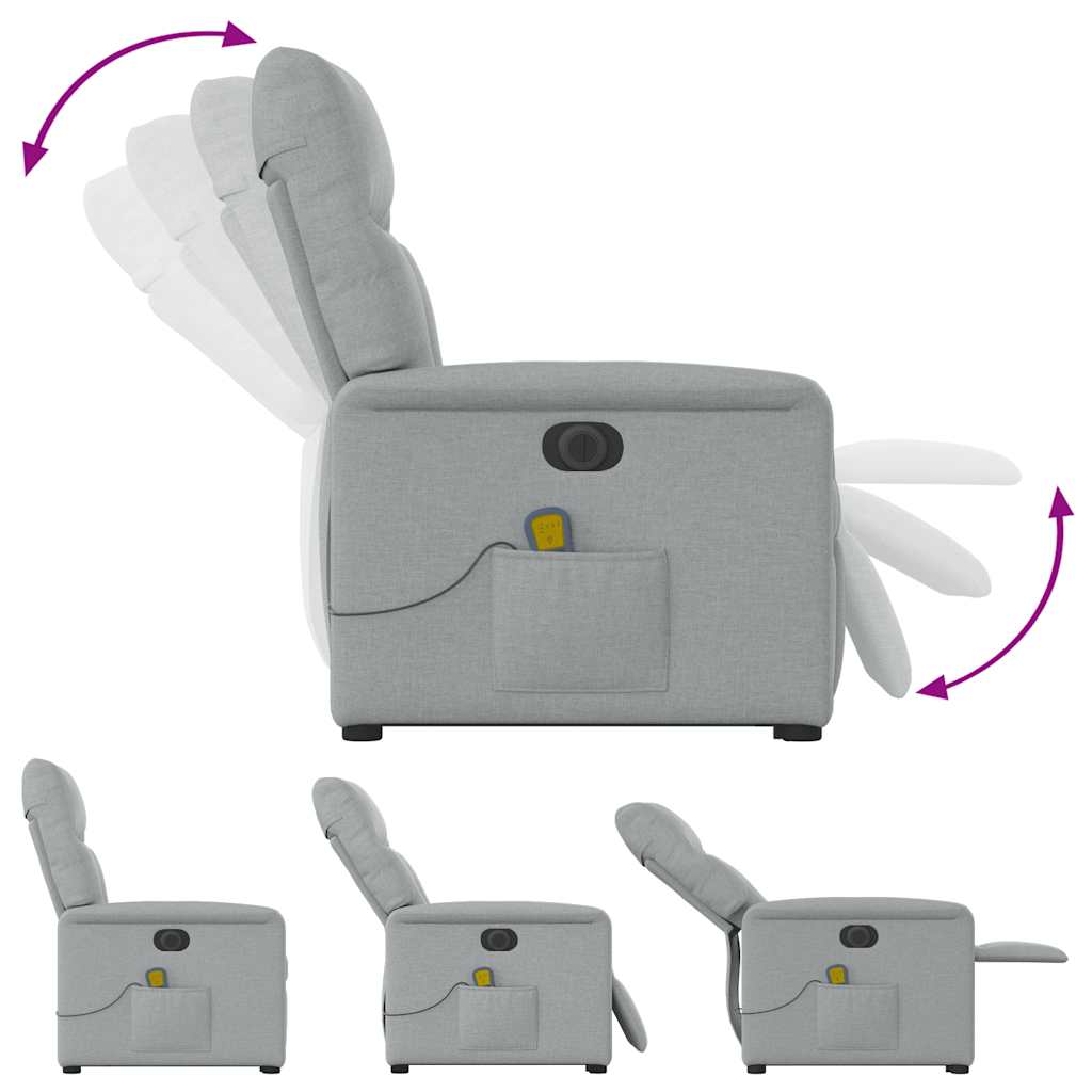 Elektrischer Massagesessel mit Aufstehhilfe Hellgrau Stoff