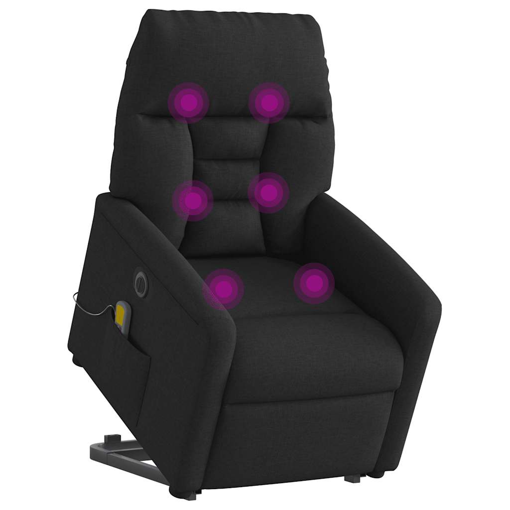 Elektrischer Massagesessel mit Aufstehhilfe Schwarz Stoff