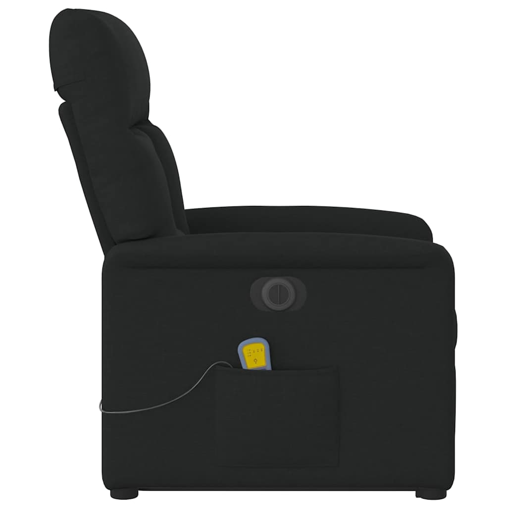 Elektrischer Massagesessel mit Aufstehhilfe Schwarz Stoff