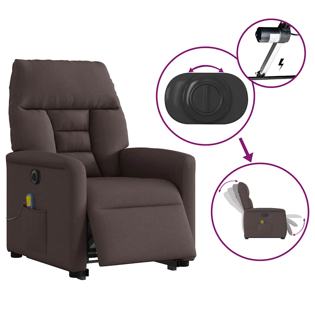 Elektrischer Massagesessel mit Aufstehhilfe Dunkelbraun Stoff