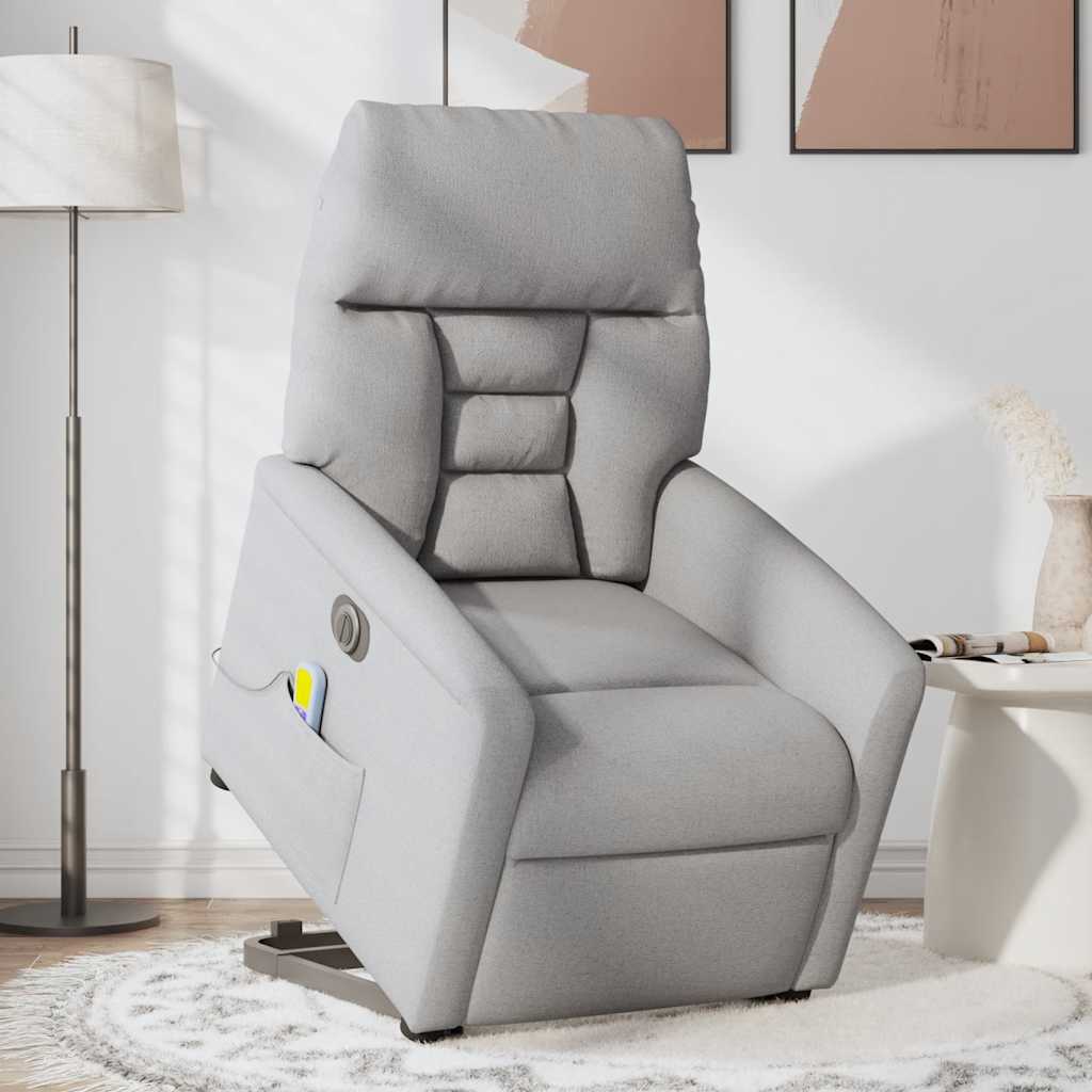 Massagesessel mit Aufstehhilfe Elektrisch Wolkengrau Stoff