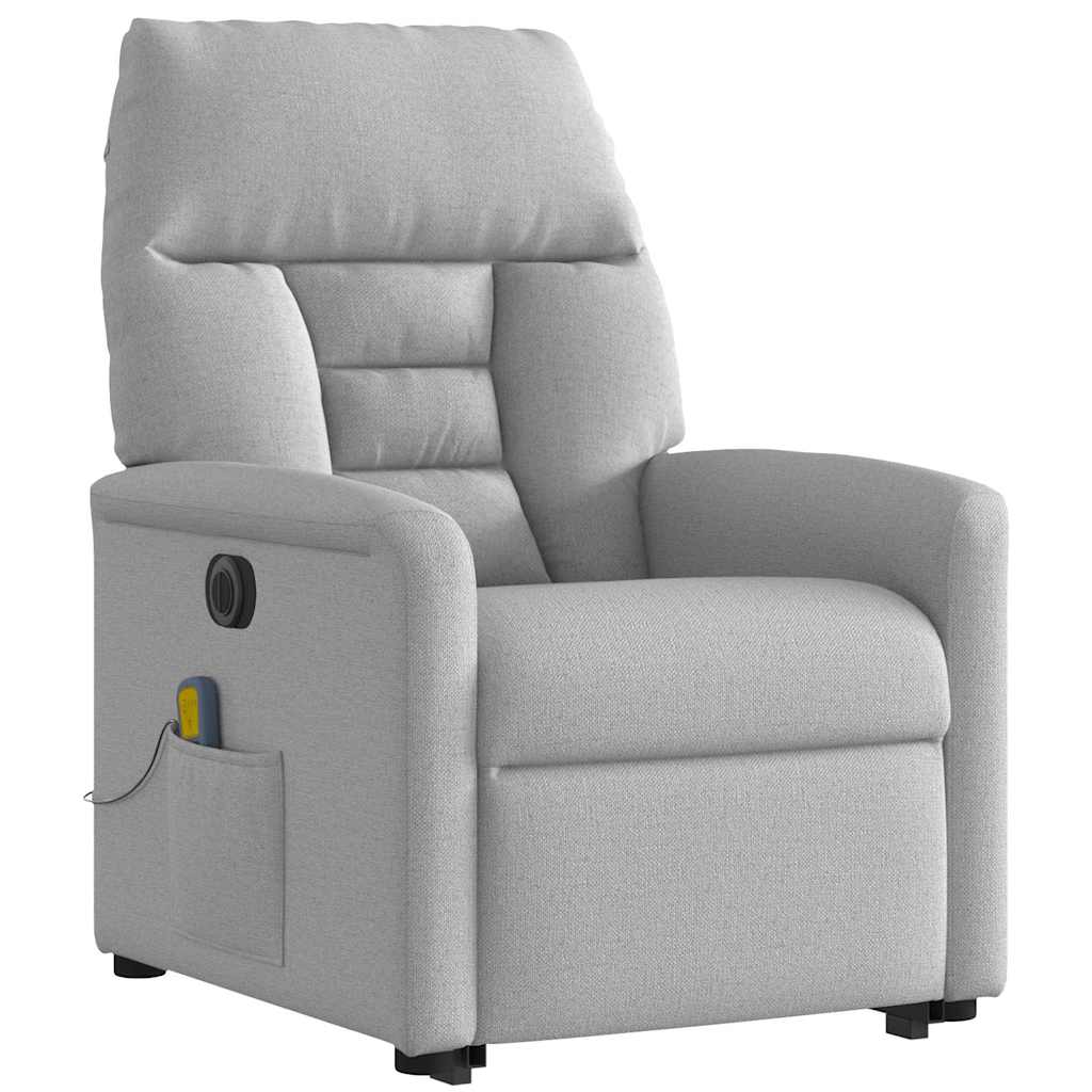 Massagesessel mit Aufstehhilfe Elektrisch Wolkengrau Stoff