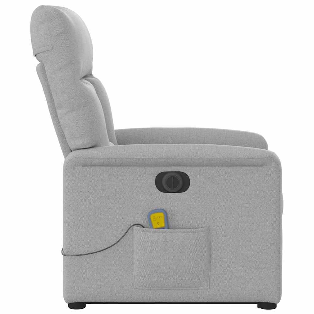 Massagesessel mit Aufstehhilfe Elektrisch Wolkengrau Stoff
