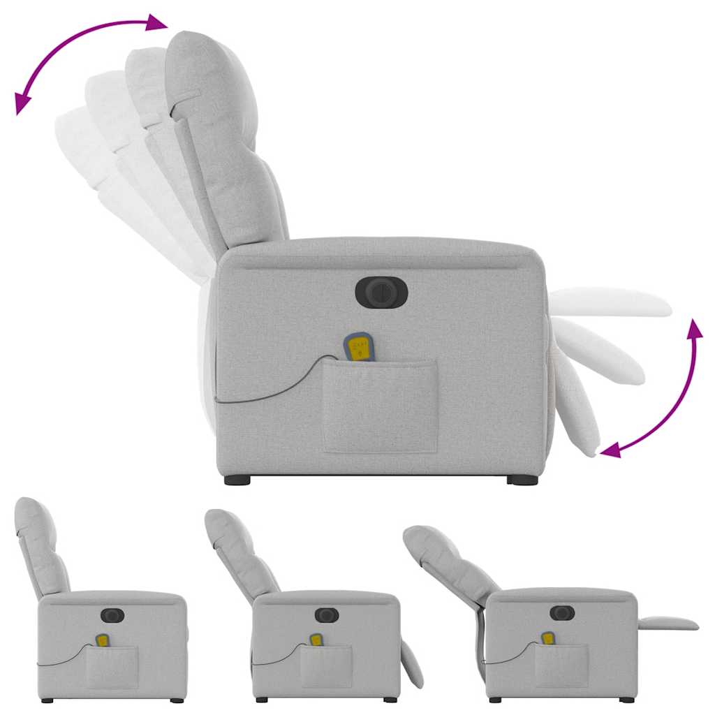 Massagesessel mit Aufstehhilfe Elektrisch Wolkengrau Stoff