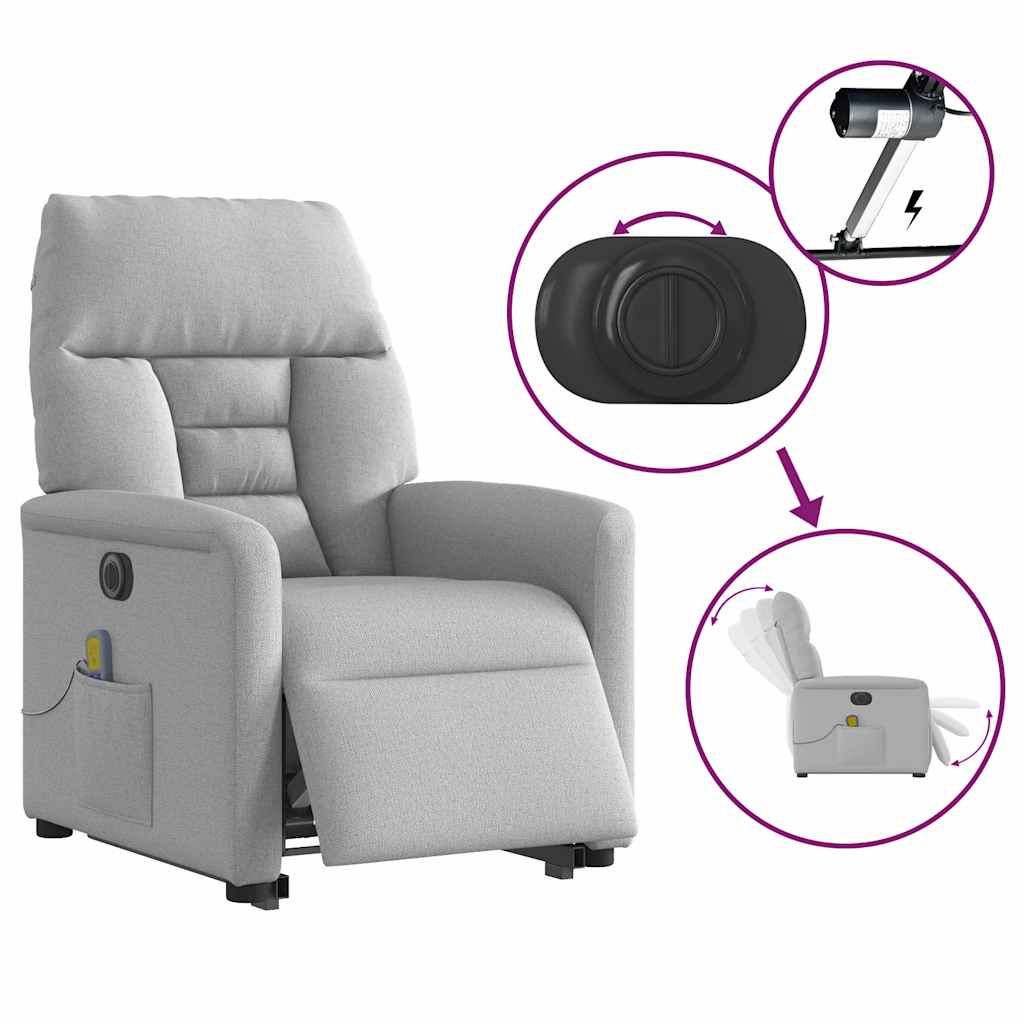 Massagesessel mit Aufstehhilfe Elektrisch Wolkengrau Stoff