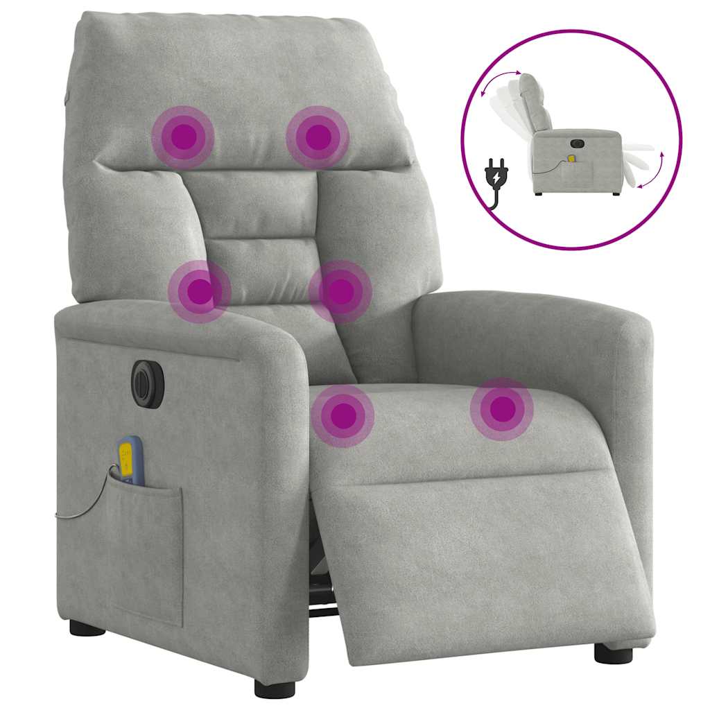 Massagesessel Elektrisch Hellgrau Mikrofasergewebe