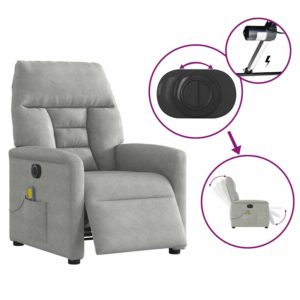 Massagesessel Elektrisch Hellgrau Mikrofasergewebe