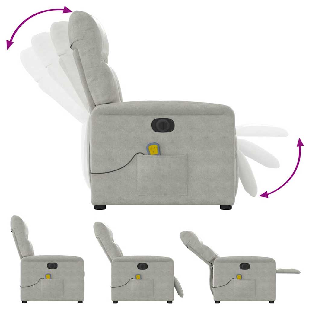 Massagesessel Elektrisch Hellgrau Mikrofasergewebe