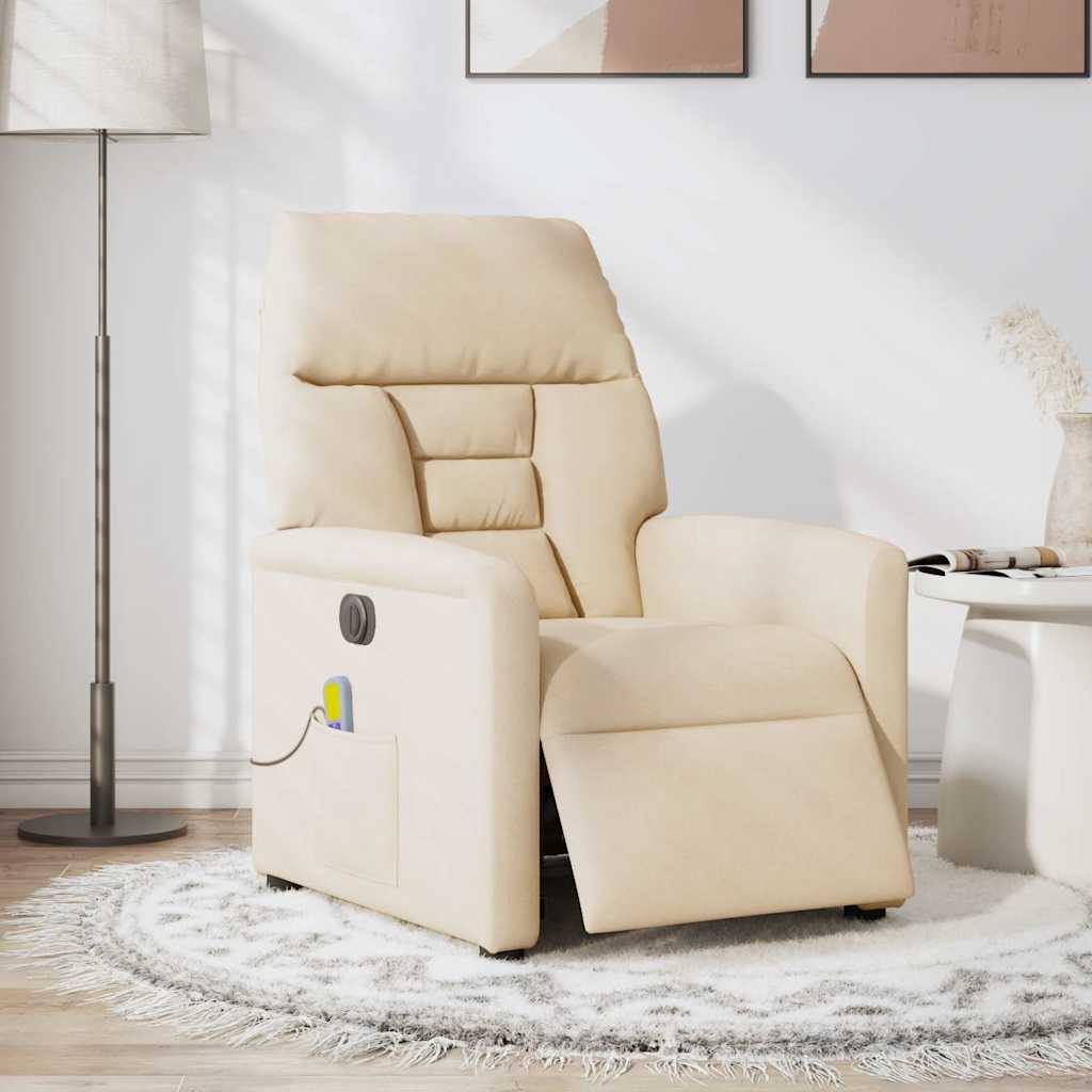 Massagesessel Elektrisch Beige Mikrofasergewebe