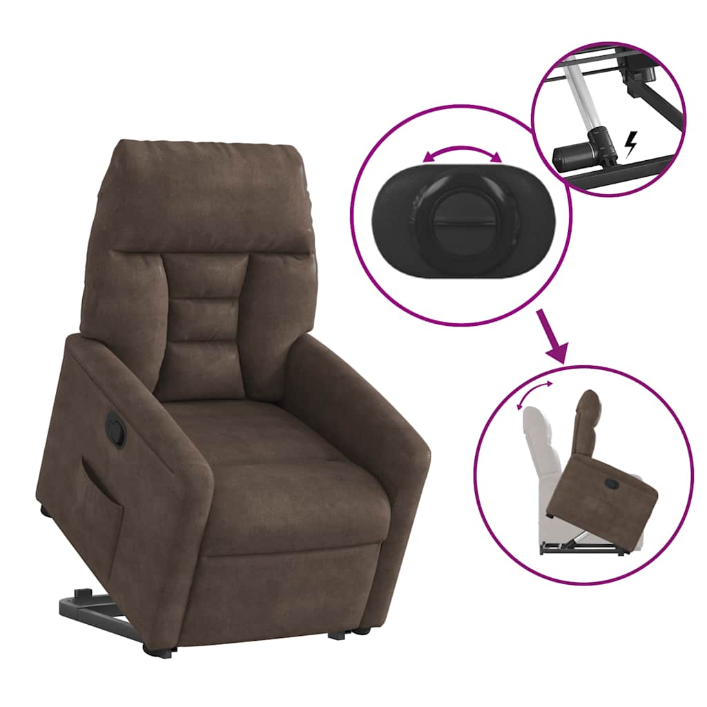 Relaxsessel mit Aufstehhilfe Braun Mikrofasergewebe