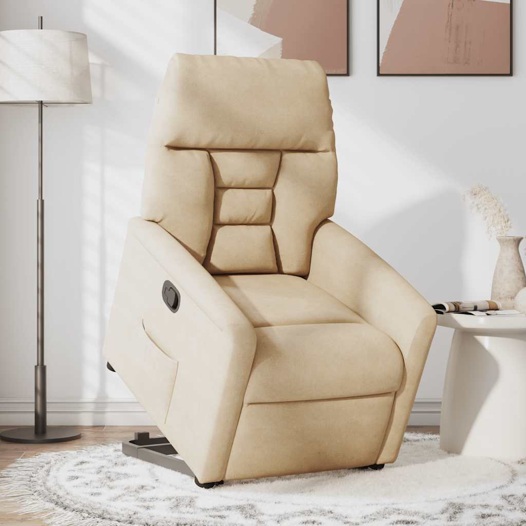 Relaxsessel mit Aufstehhilfe Creme Mikrofasergewebe