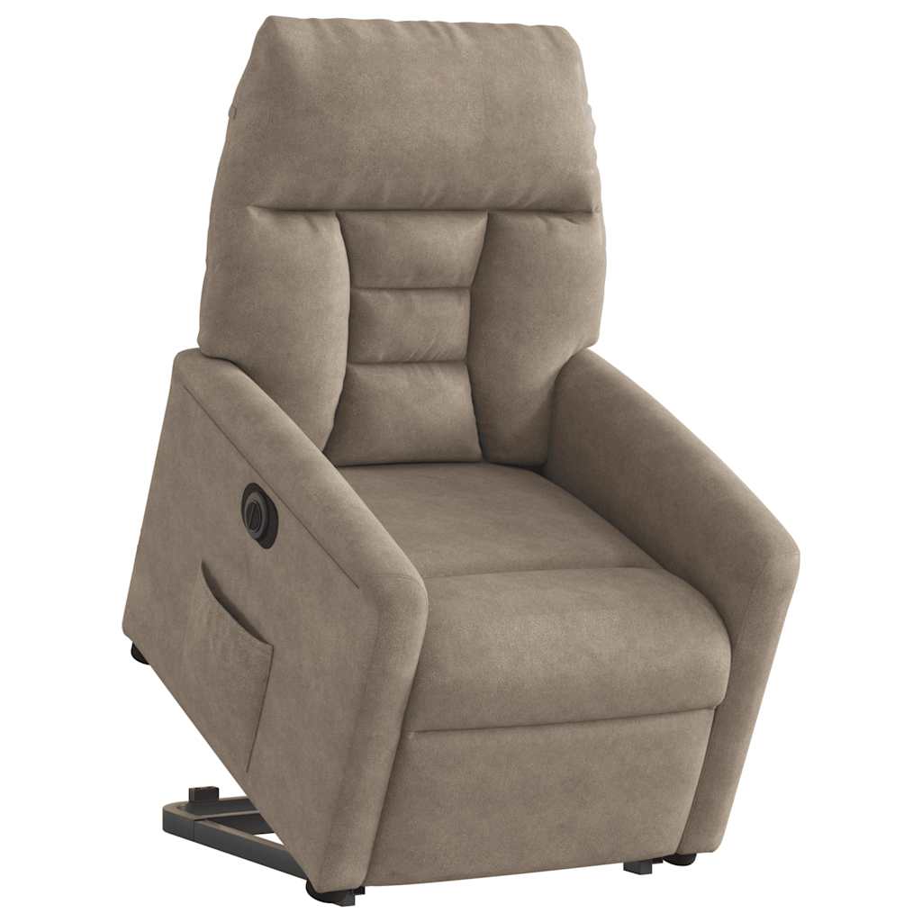 Relaxsessel mit Aufstehhilfe Elektrisch Taupe Mikrofasergewebe