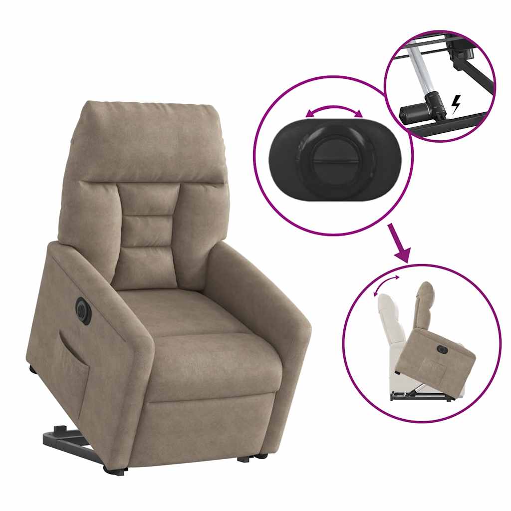 Relaxsessel mit Aufstehhilfe Elektrisch Taupe Mikrofasergewebe