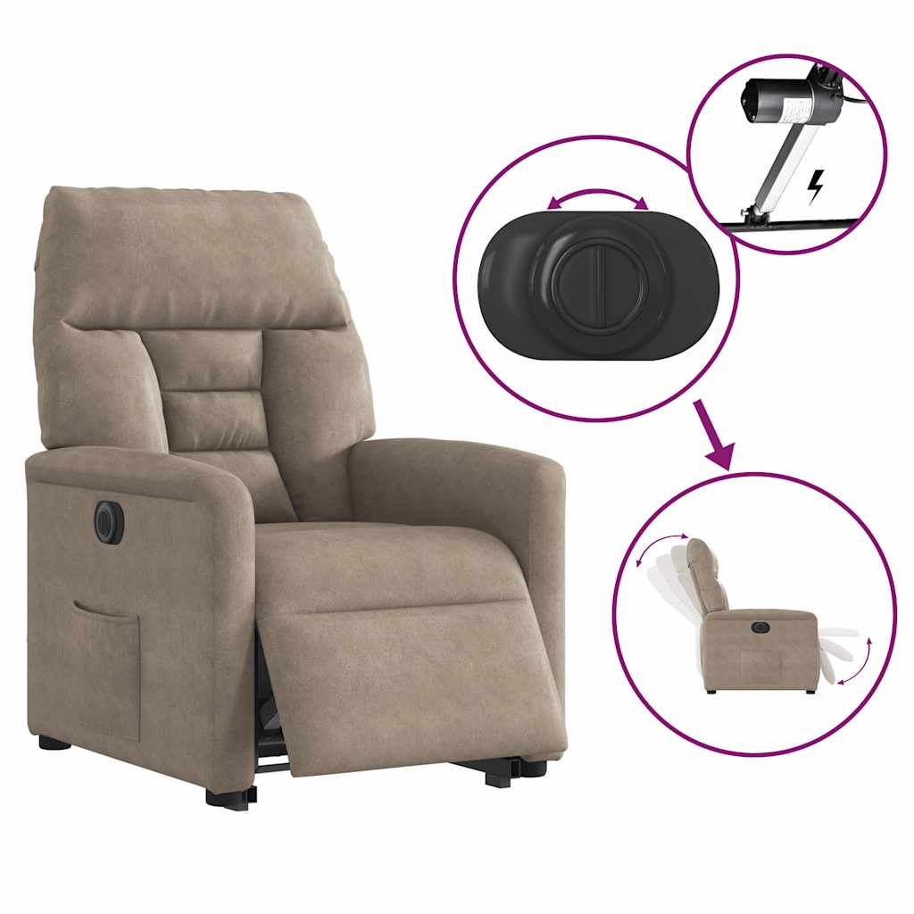 Relaxsessel mit Aufstehhilfe Elektrisch Taupe Mikrofasergewebe