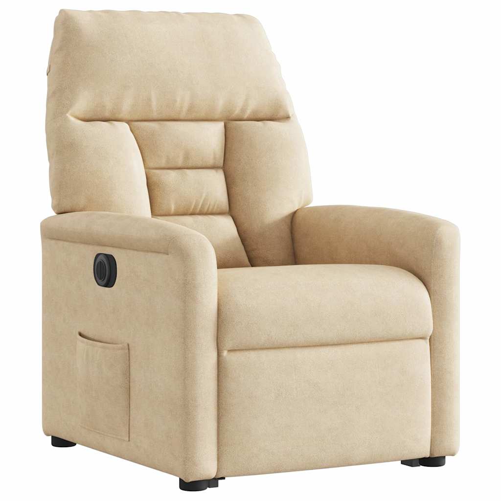 Relaxsessel mit Aufstehhilfe Elektrisch Creme Mikrofasergewebe