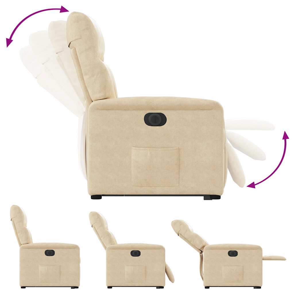 Relaxsessel mit Aufstehhilfe Elektrisch Creme Mikrofasergewebe