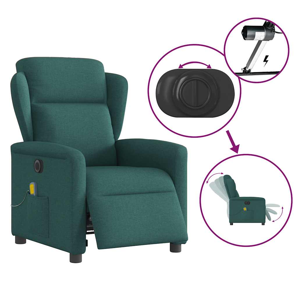 Massagesessel Elektrisch Dunkelgrün Stoff
