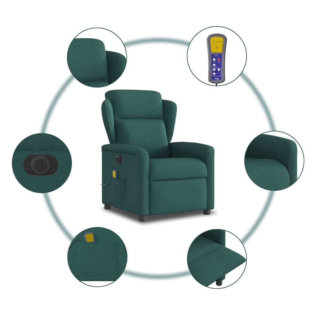 Massagesessel Elektrisch Dunkelgrün Stoff