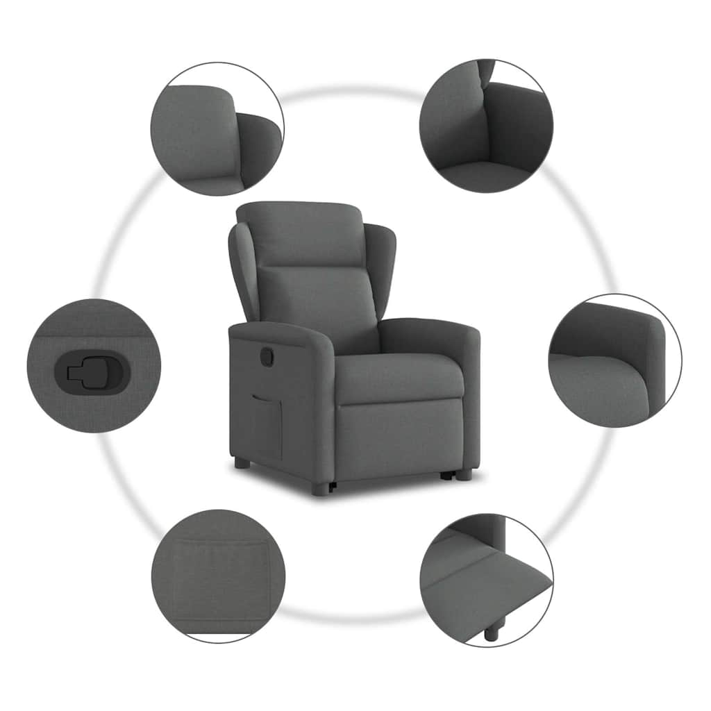 Relaxsessel mit Aufstehhilfe Dunkelgrau Stoff
