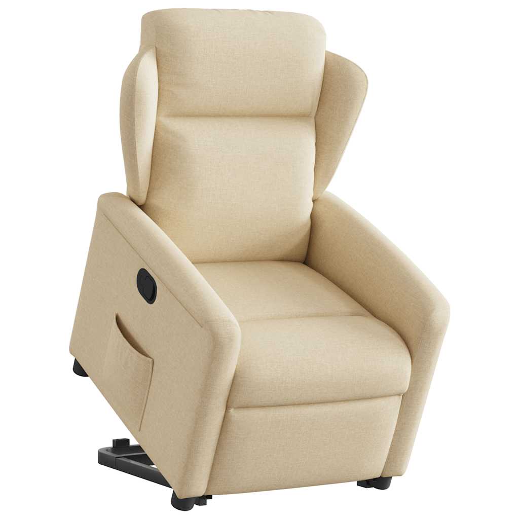 Relaxsessel mit Aufstehhilfe Creme Stoff