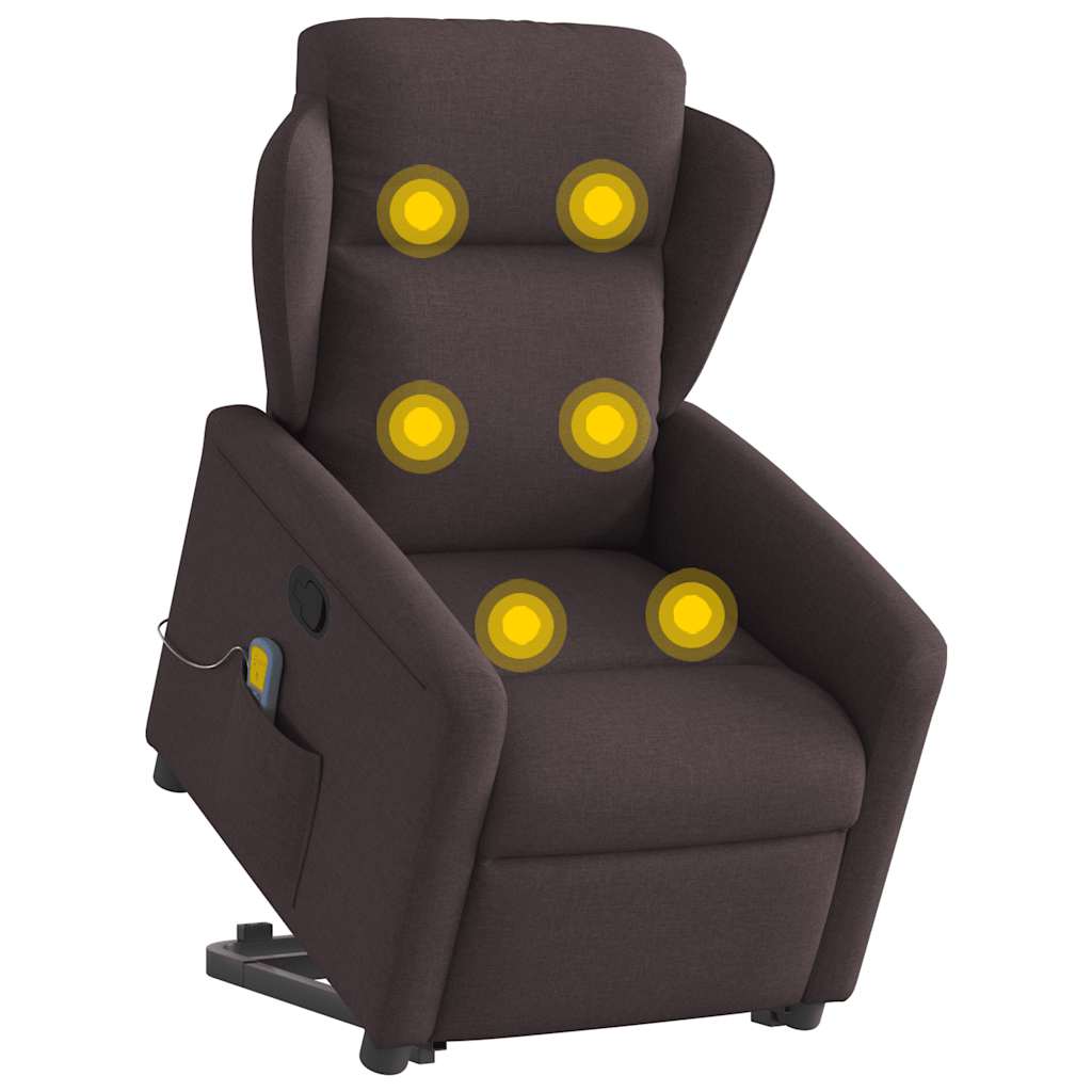 Massagesessel mit Aufstehhilfe Dunkelbraun Stoff
