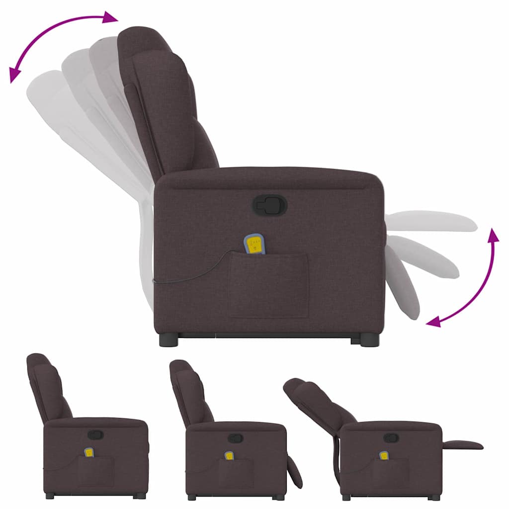 Massagesessel mit Aufstehhilfe Dunkelbraun Stoff