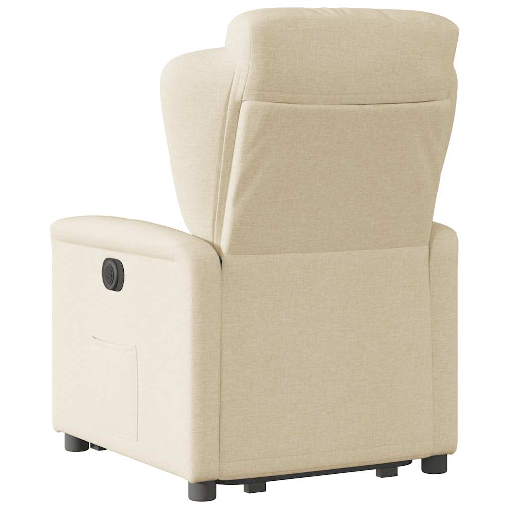Relaxsessel mit Aufstehhilfe Elektrisch Creme Stoff