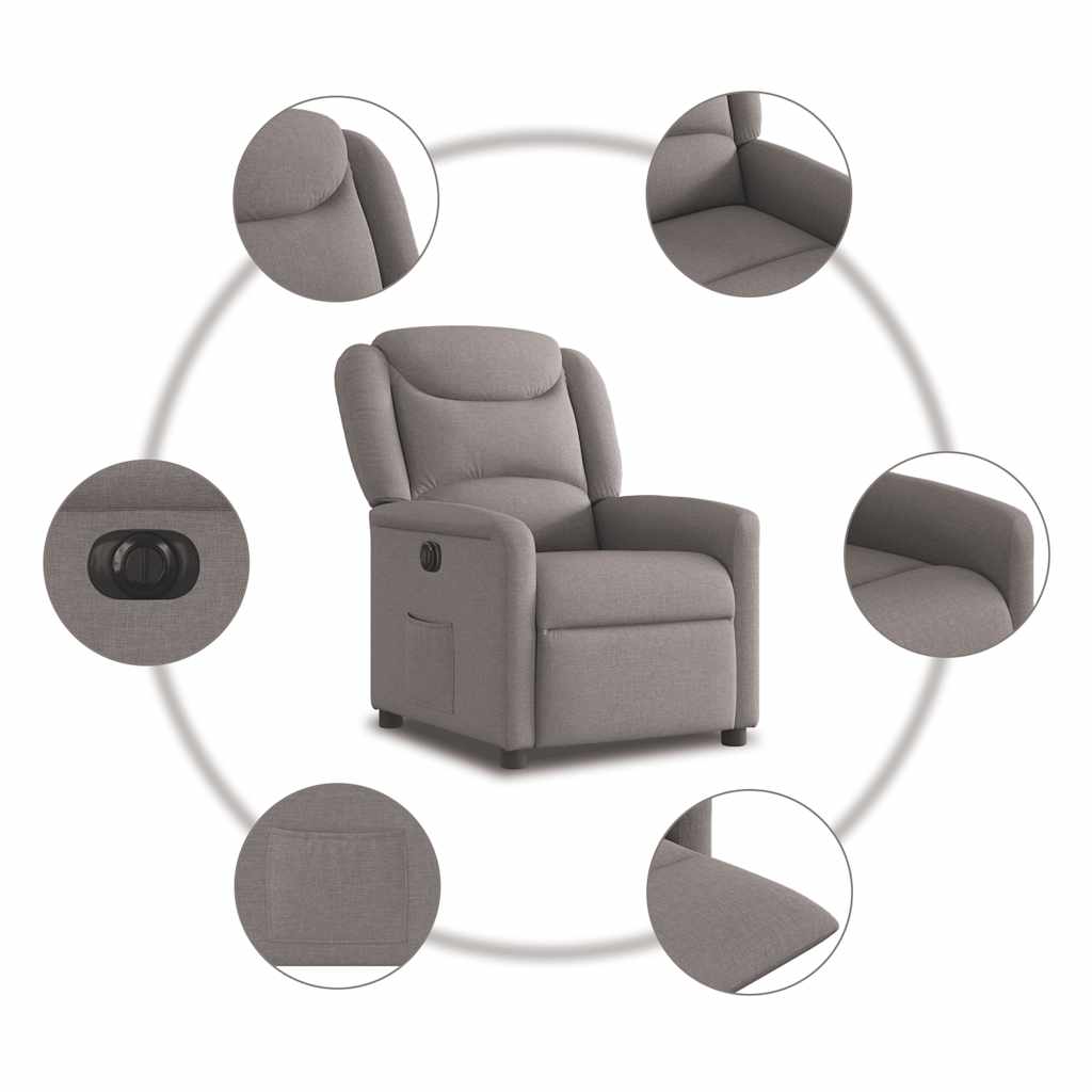 Relaxsessel Elektrisch Taupe Stoff
