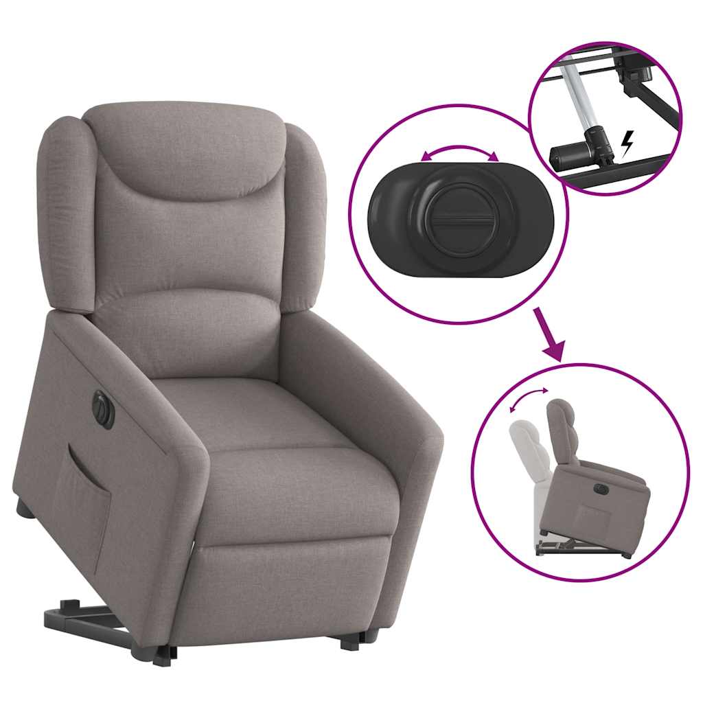 Relaxsessel mit Aufstehhilfe Elektrisch Taupe Stoff