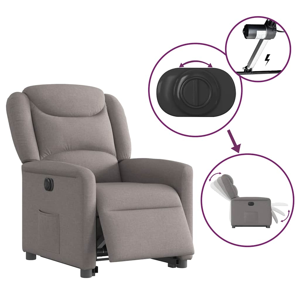 Relaxsessel mit Aufstehhilfe Elektrisch Taupe Stoff
