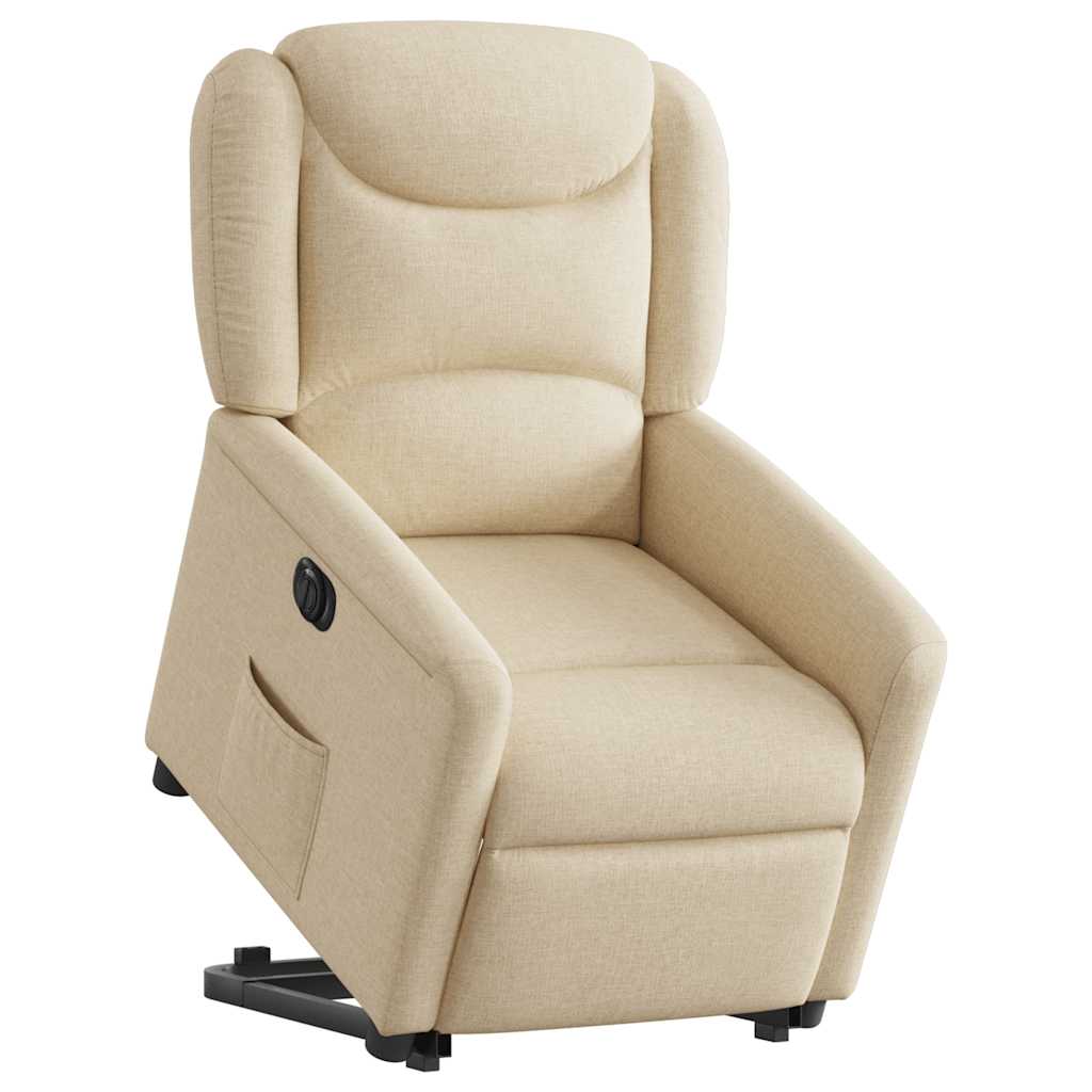 Relaxsessel mit Aufstehhilfe Elektrisch Creme Stoff