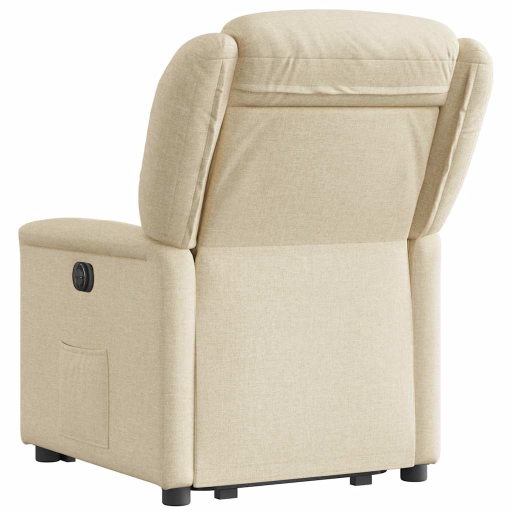 Relaxsessel mit Aufstehhilfe Elektrisch Creme Stoff